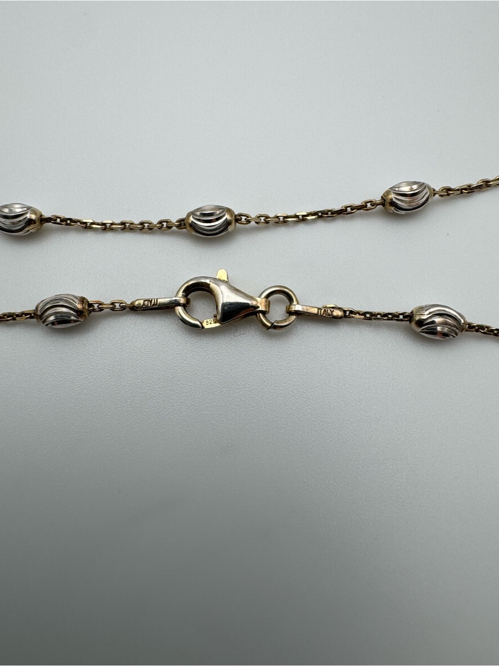 Sterling Silver 925 Orbital Beaded Chain Necklace - Picture 3 of 4